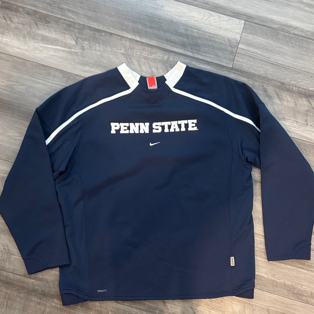 Nike Navy and White Therma Crewneck